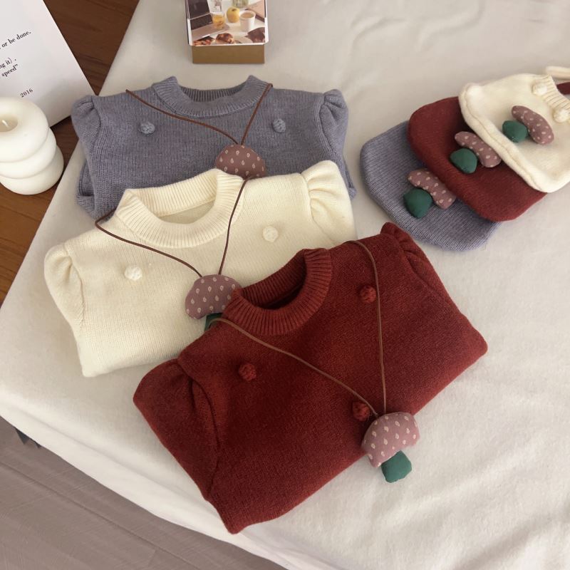 「2024」子供服★トップス★ニット★セーター+バッグ★韓国風子供服★3色90cm〜130cm