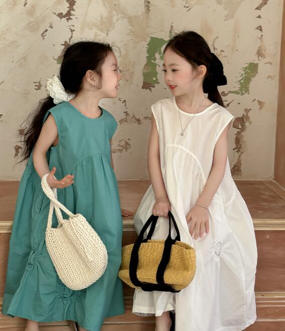 「2025」子供服★ワンピース★袖なし★無地★韓国風子供服★2色90cm〜150cm