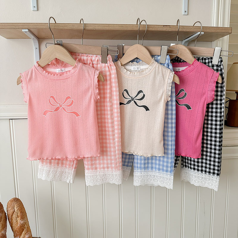 「2025」子供服★トップス+ズボン★セットアップ★袖なし★韓国風子供服★3色90cm〜140cm