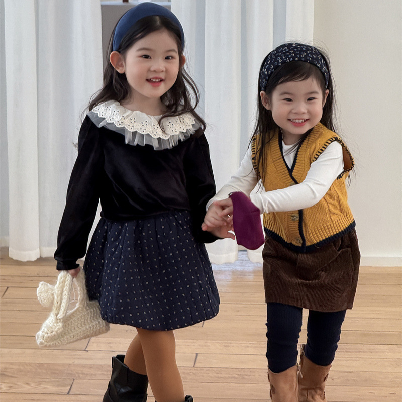 2025秋新品★子供服　インナー&ニットベスト&スカート&トップス★90cm〜140cm