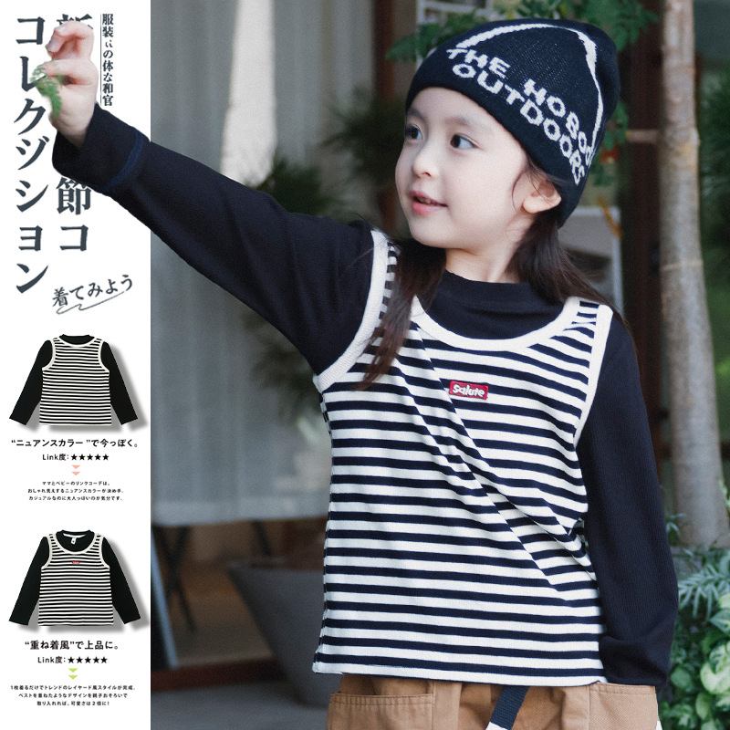 2025冬新作★子供服　重ね着トップス★100cm〜150cm