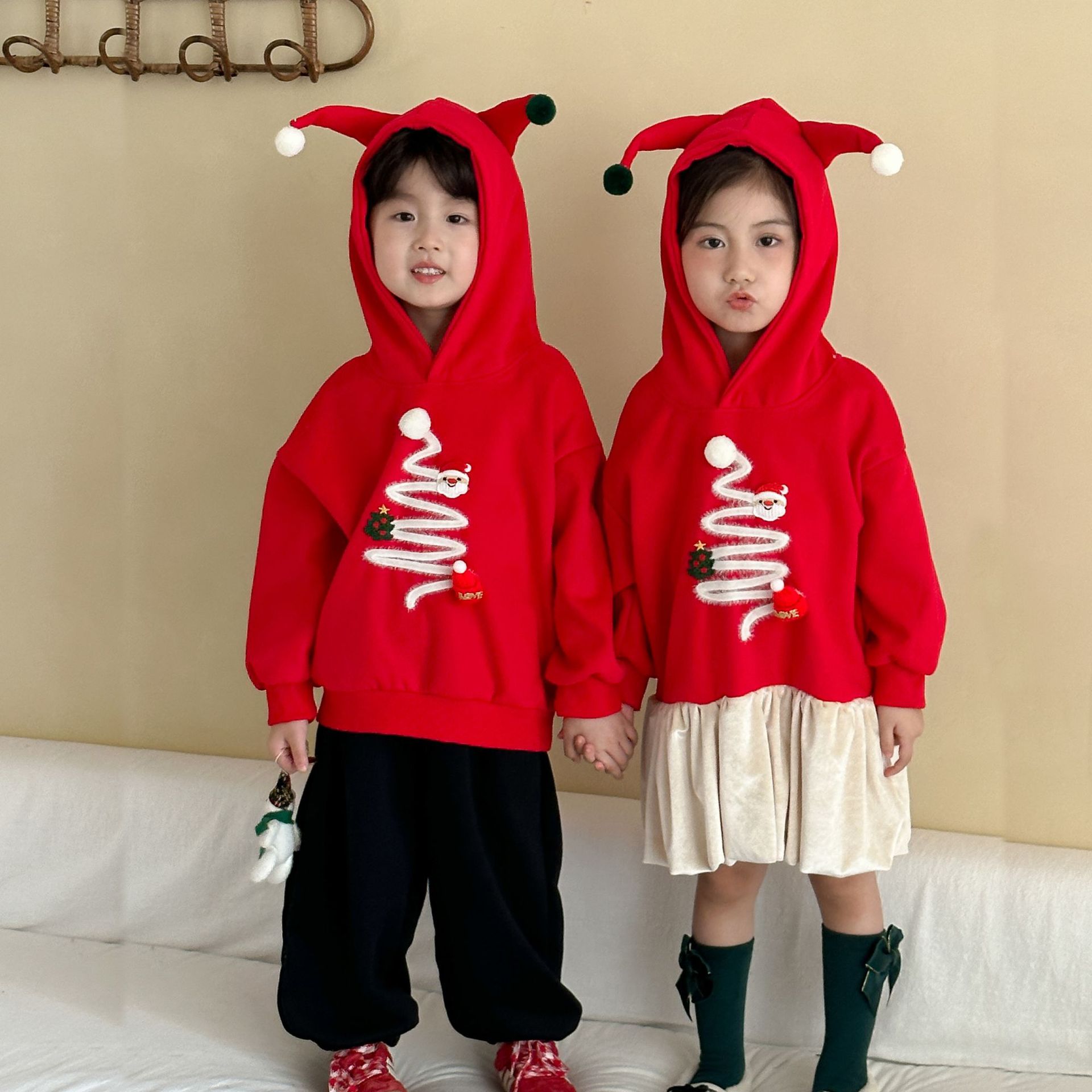 2025冬新品QMM★子供服　クリスマス服　ワンピース&上下セット★80cm〜150cm