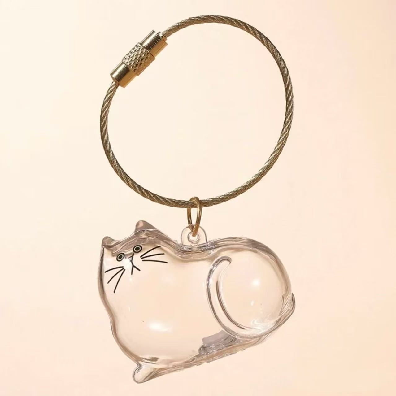 ★可愛いキーホルダー　装飾品★透明収納ボックス付き猫犬毛収集キーホルダー