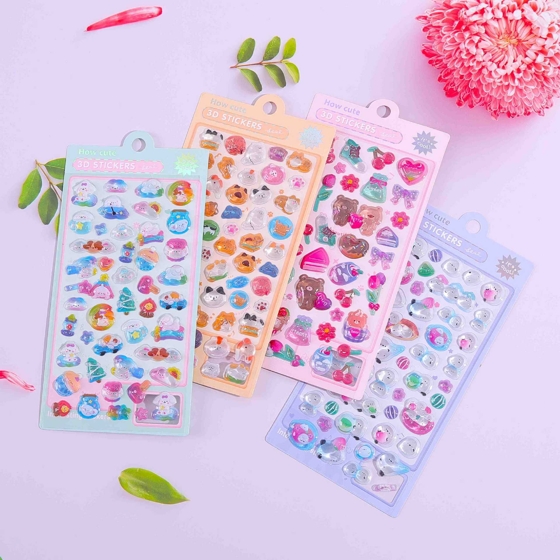 DIY手作り ステッカー★粘着シール★3D★手帳素材