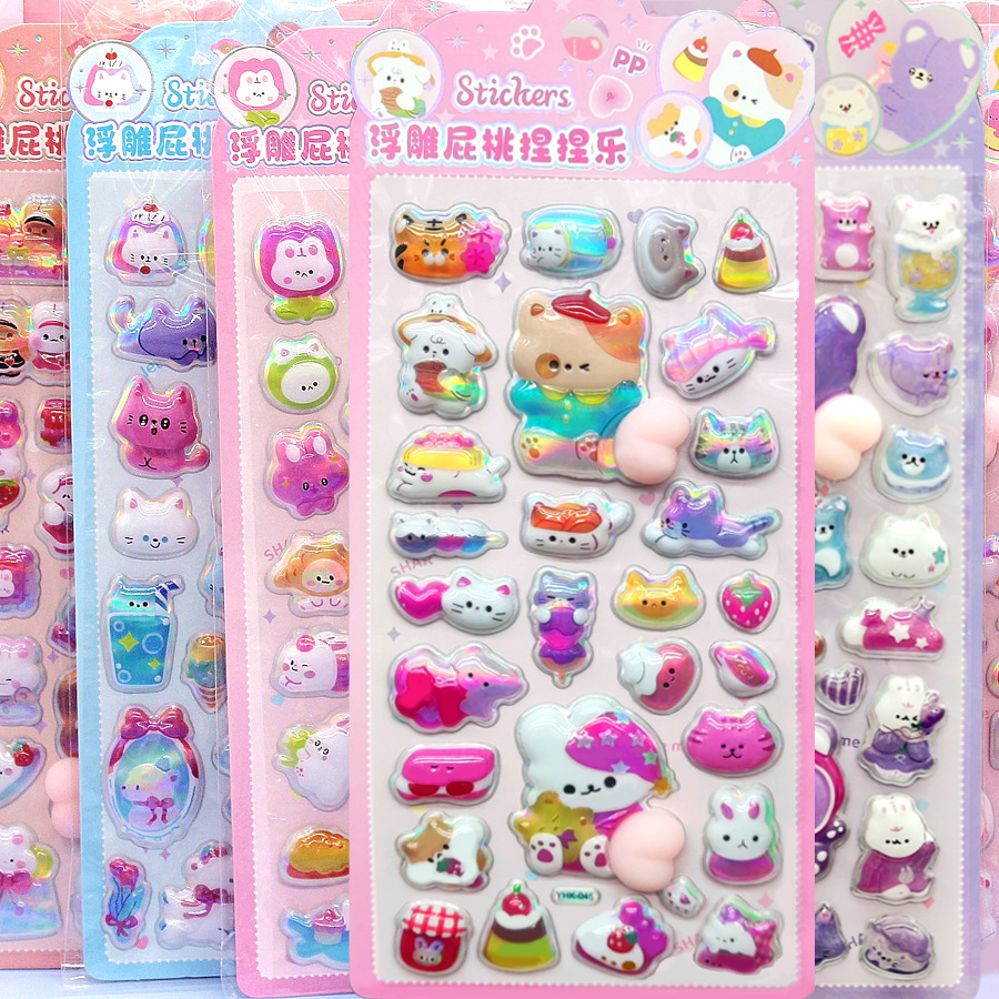 DIY手作り ステッカー★粘着シール★3D★手帳素材