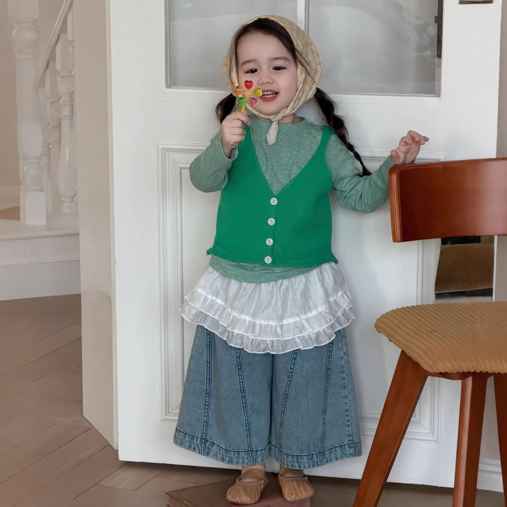 2026新作BS★子供服　トップス+ニットベスト★90cm〜130cm
