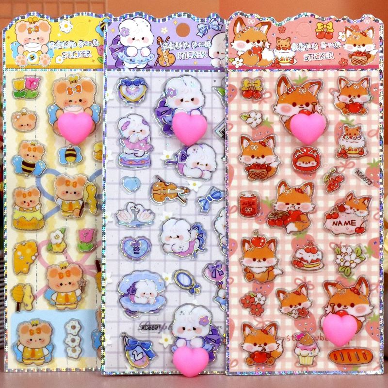 DIY手作り ステッカー★粘着シール★3D★手帳素材