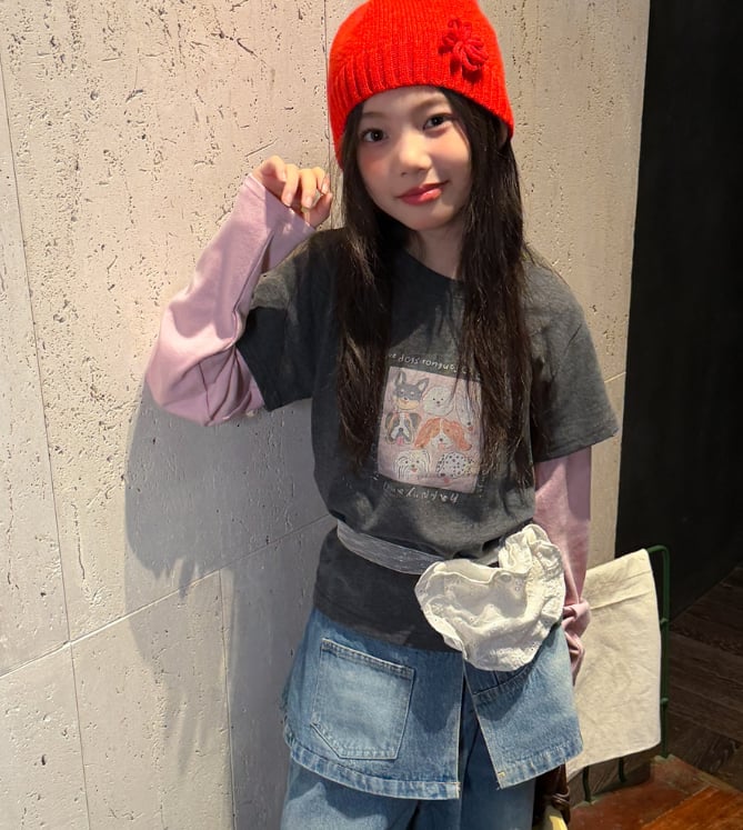 2026秋新作H★子供服　2ピース風トップス★100cm〜160cm 2色