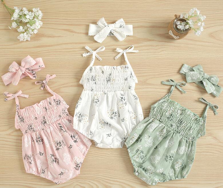 新入荷★子供服　ロンパース+ヘアバンド★70-100★3色