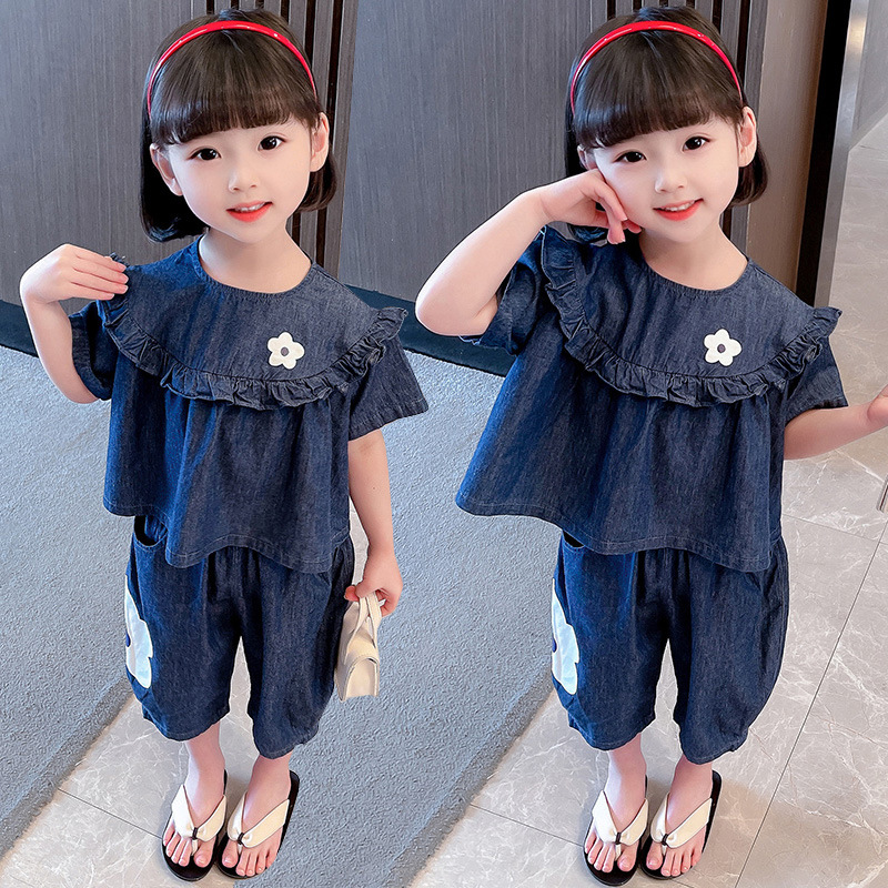 韓国風子供服★♪ 女の子★♪2点セット★♪デニムスーツ★♪ファッション★♪90-130