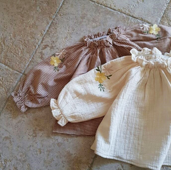 新作★子供服★トップス★ワイシャツ★刺繍★韓国風子供服★カジュアル★2色★73-100CM