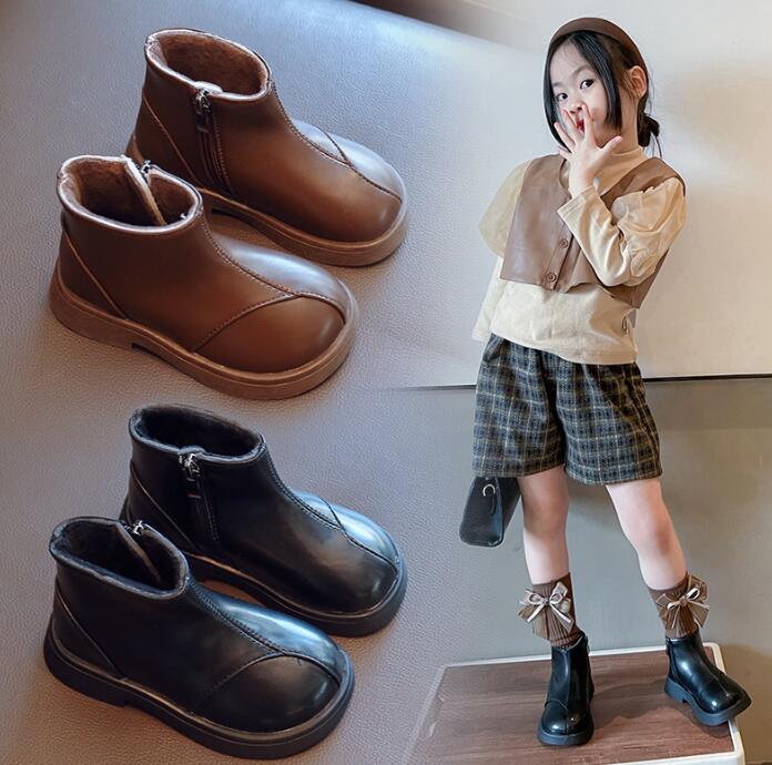 靴★子供靴★裏起毛★シューズ★キッズ女の子★ショートブーツ★2色★23-36#