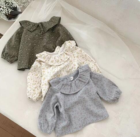 新作★子供服★トップス★長袖シャツ★花柄★韓国風子供服★カジュアル★3色★73-100CM