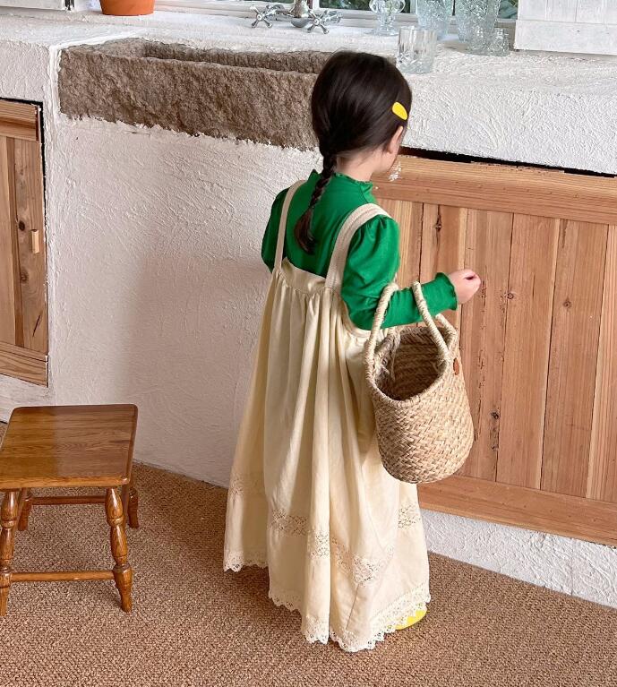 春新作★韓国風子供服★吊りワンピース★80-130CM