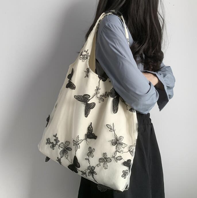 バッグ★ショルダーバッグ★ズックバッグ★大容量★カジュアル★刺繍