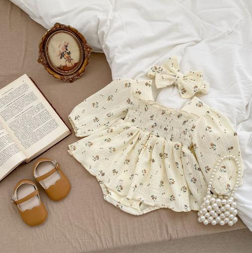 2023春新品★子供服　ロンパース+ヘアバンド　66-100cm