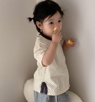 ★春夏新作★キッズ用アパレル★Tシャツ★ドット柄★80-140