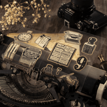 カフェ風文具 シール貼紙 封口貼 アンティーク 手帳素材 星月蝶キノコ 瓶雑貨 人物 切手 幾何学 3枚入