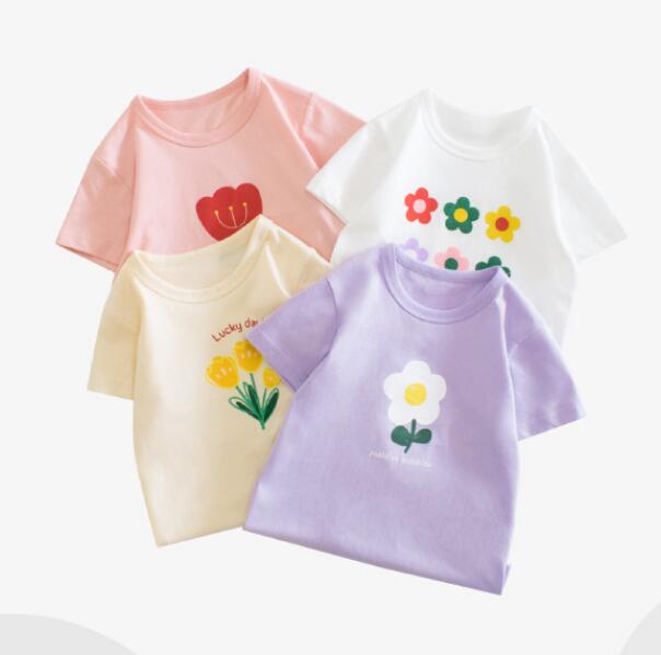 子供服★シャツ★トップス★半袖★キッズ女の子★Tシャツ★4色★90-140CM