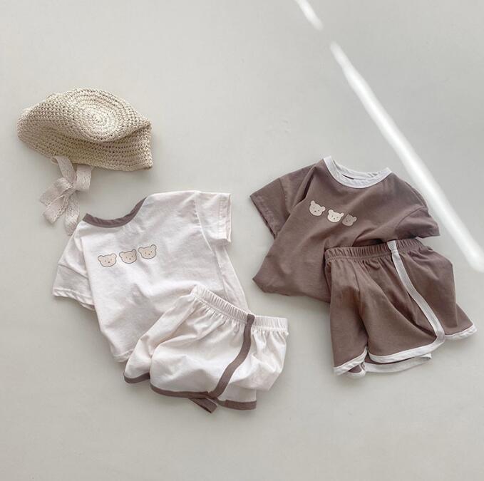 子供服★トップス+パンツ★セットアップ★韓国風子供服★ベビー★半袖★2色★73-100CM