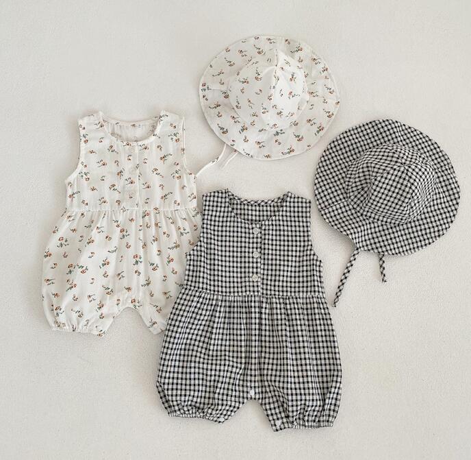2023夏新品★ベビー服★ロンパース+帽子★66-90cm★2色