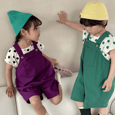 サマースタイル カジュアル キッズ ハーフパンツ サスペンダーパンツ サロペット ユニセックス 80-150