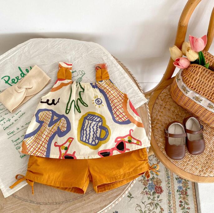 子供服★トップス+パンツ★セットアップ★韓国風子供服★ベビー★袖なし★66-100CM