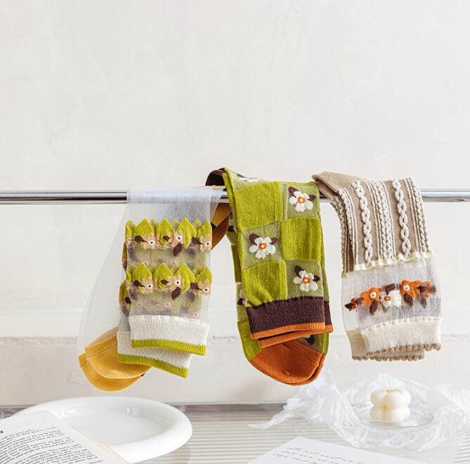 靴下★レデイース★ソックス★大人用★女性用靴下★花柄★通気性★可愛い★3色