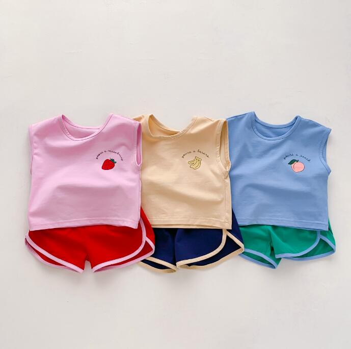 子供服★トップス+パンツ★セットアップ★韓国風子供服★ベビー★ノースリーブ★3色★73-100CM