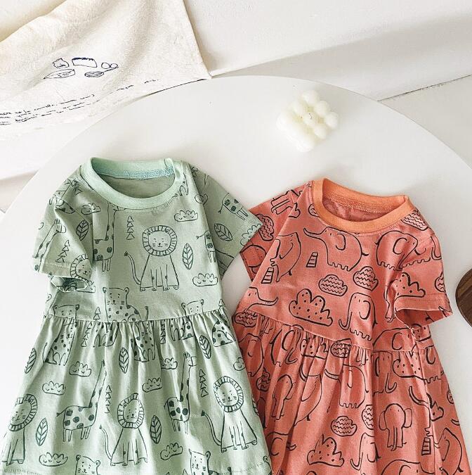 子供服★ワンピース★半袖★韓国風ベビー服★ベビー★可愛い★2色★6M-4Y