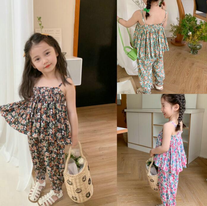 子供服★トップス+ズボン★セットアップ★韓国風子供服★キッズ女の子★袖なし★3色★7-15#