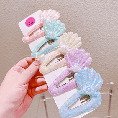 春夏 キッズ用 ガールズ ヘアピン ヘアアクセサリー 海洋 貝殻パール 人魚姫 マーメイド キラキラ 単枚入