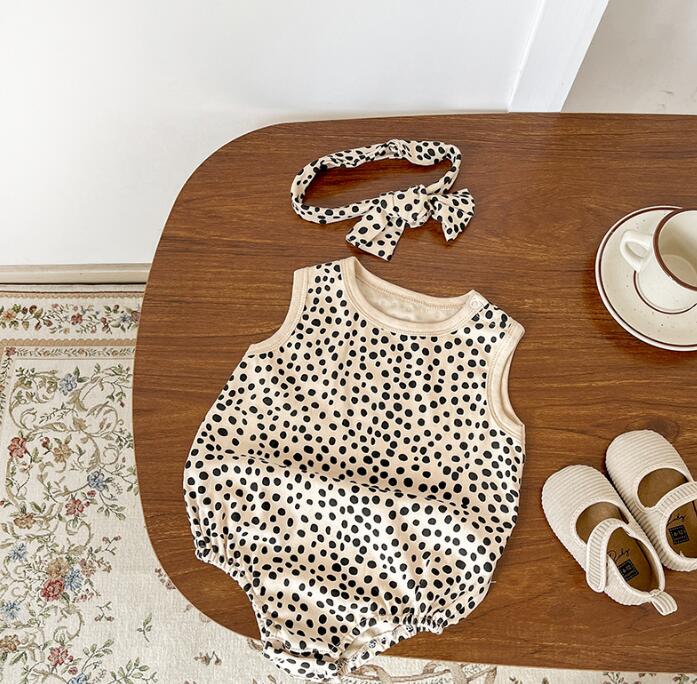 子供服★ロンパース+ヘアバンド★連体服★韓国風子供服★ベビー★ヒョウ柄★66-90CM