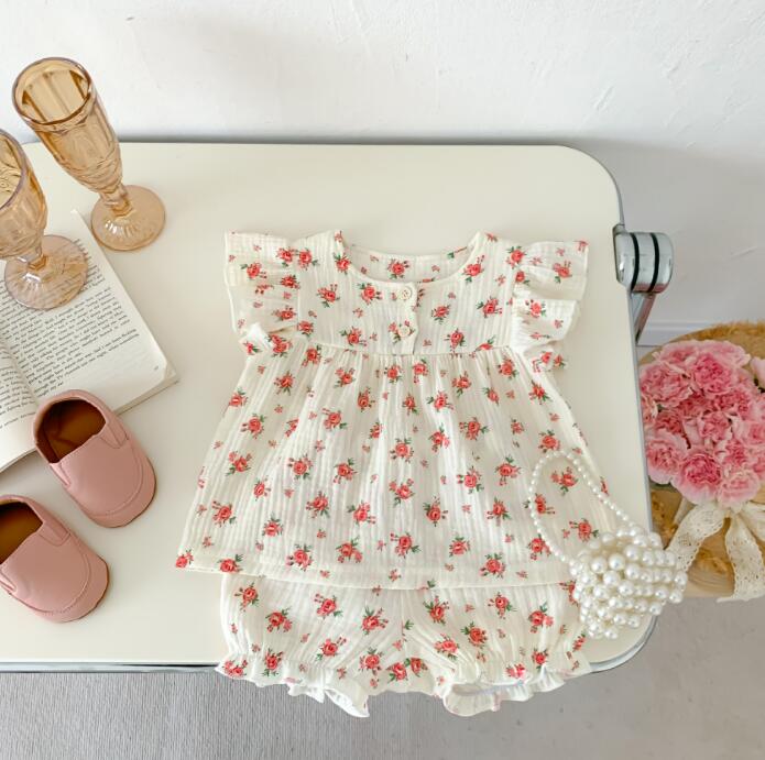 子供服★トップス+パンツ★セットアップ★韓国風子供服★ベビー★可愛い★花柄★66-100CM