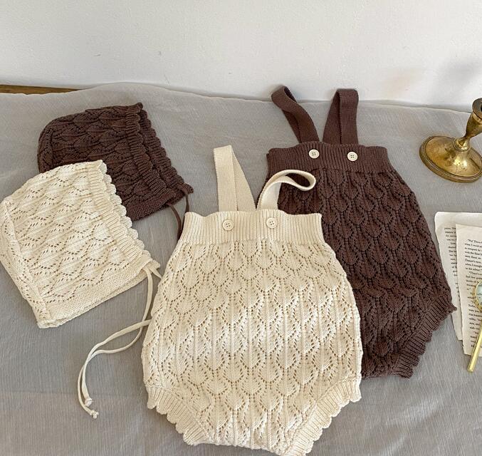 2023年新品★ベビー服　ニットロンパース+帽子★66-100cm★2色