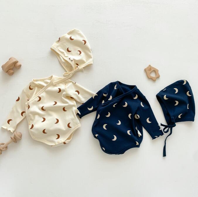 初秋★子供服★ロンパース+帽子★韓国風子供服★ベビー★男女兼用★長袖★2色★59-80CM