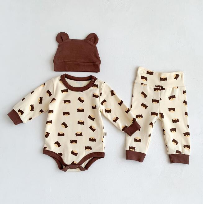 子供服★ロンパース+ズボン+帽子★セットアップ★韓国風子供服★ベビー★可愛い★66-90CM