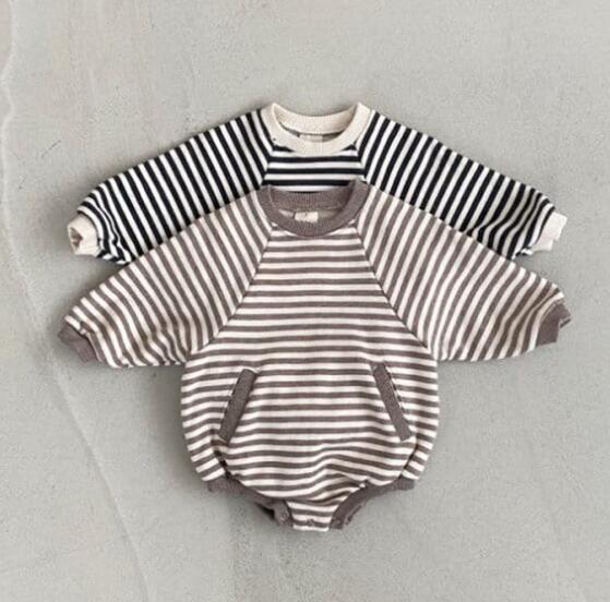 子供服★ロンパース★連体服★長袖★韓国風子供服★ベビー★ストライプ★2色★66-90CM