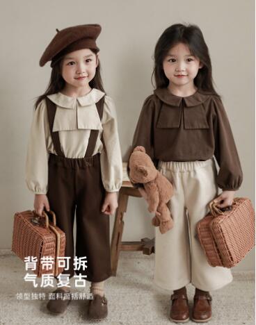 2023秋新作★キッズ服　サロペット&トップス分けて販売★80-130★2色