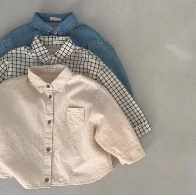 子供服★トップス★ワイシャツ★韓国風子供服★ベビー★長袖★カジュアル★3色★73-100CM