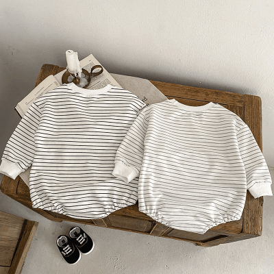 秋冬新作 ユニセックス 連体服 オシャレ ゆったり ボーダー柄 ロンパース カバーオール 66-90