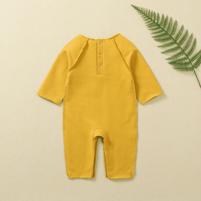 秋冬新作 出産祝い ユニセックス 連体服 無地 オシャレ ロンパース カバーオール 3M-12M 4色