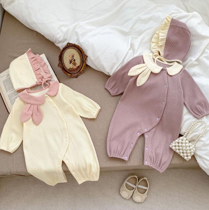 2023★春秋新作★韓国風ベビー服★ロンパース+帽子★2色66-90CM