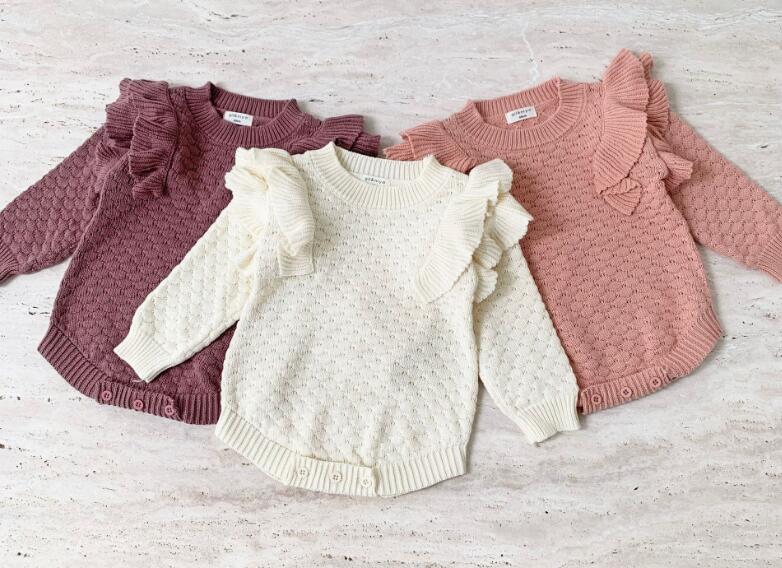 2023秋新品★ベビー服★ニットロンパース★66-90cm★3色