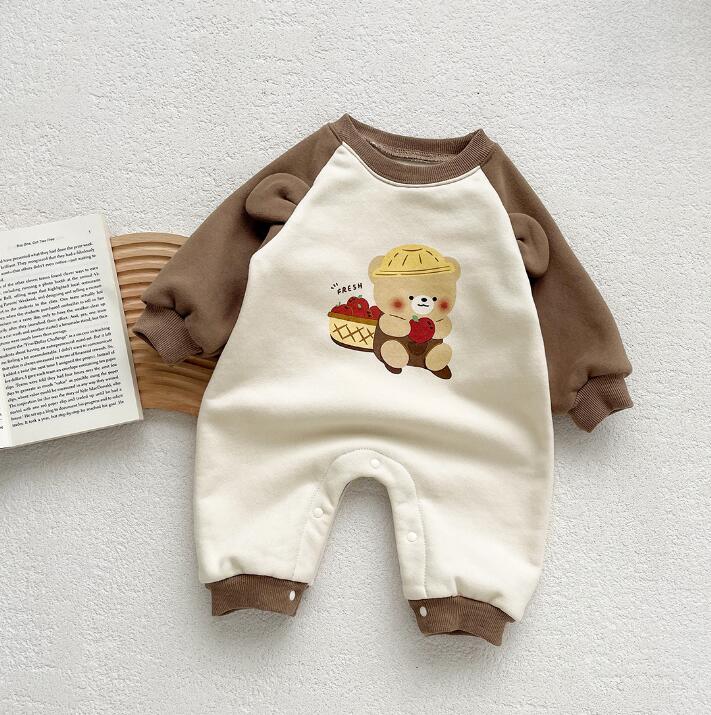 2023秋冬新作★ベビー服★裏起毛付き連体服★66-90cm★