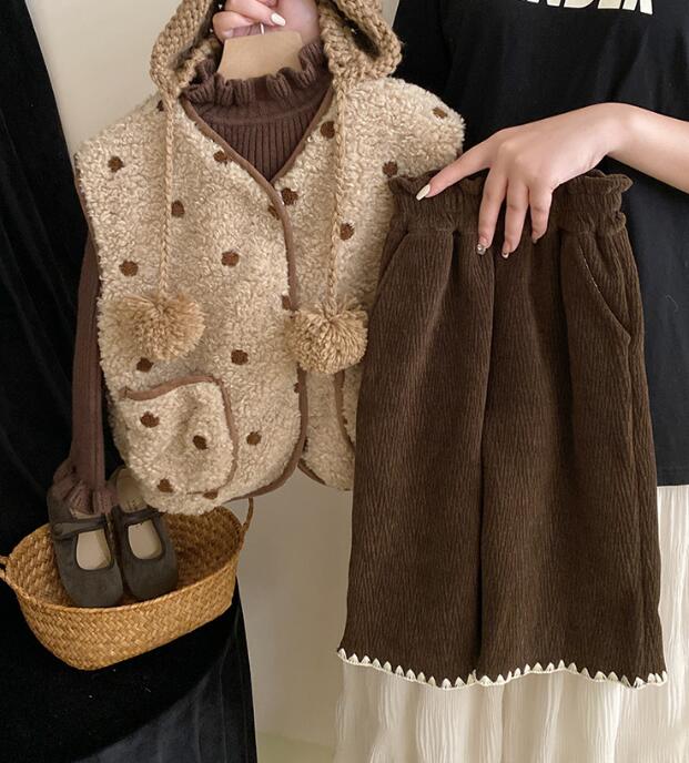 2023秋冬★子供服　セーター&ズボン&ボアベスト★90-140cm★