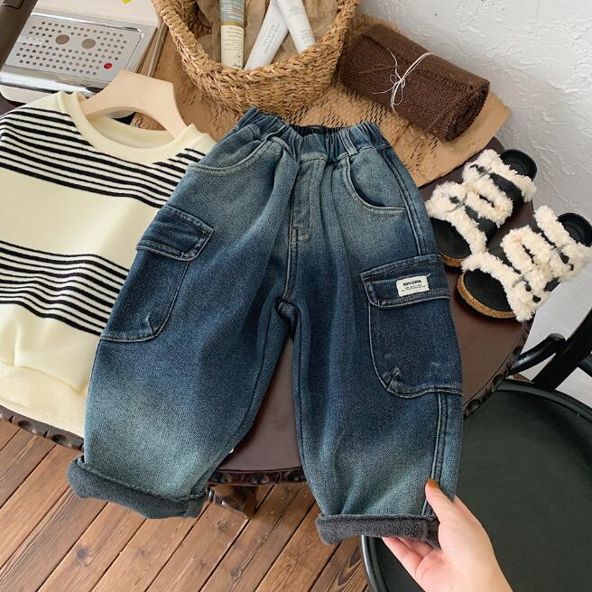 子供服★ズボン★ジーンズ★ボトムス★デニム★裏起毛★キッズ男の子★90-130CM