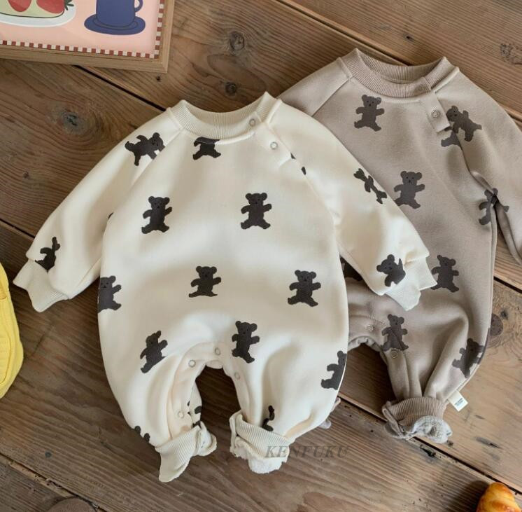 2023秋冬★ベビー服★ロンパース　裏起毛付き連体服★66-90cm★2色