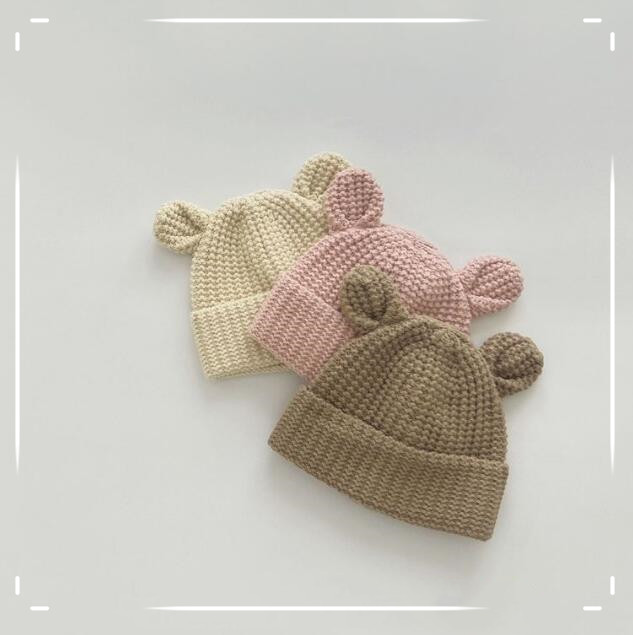 子供用★帽子★ベビー★男女兼用★暖かい★防寒★可愛い★ニット帽子★無地★6色