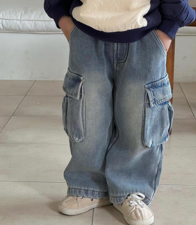 2023冬J★子供服　厚手デニムズボン★80-140cm★